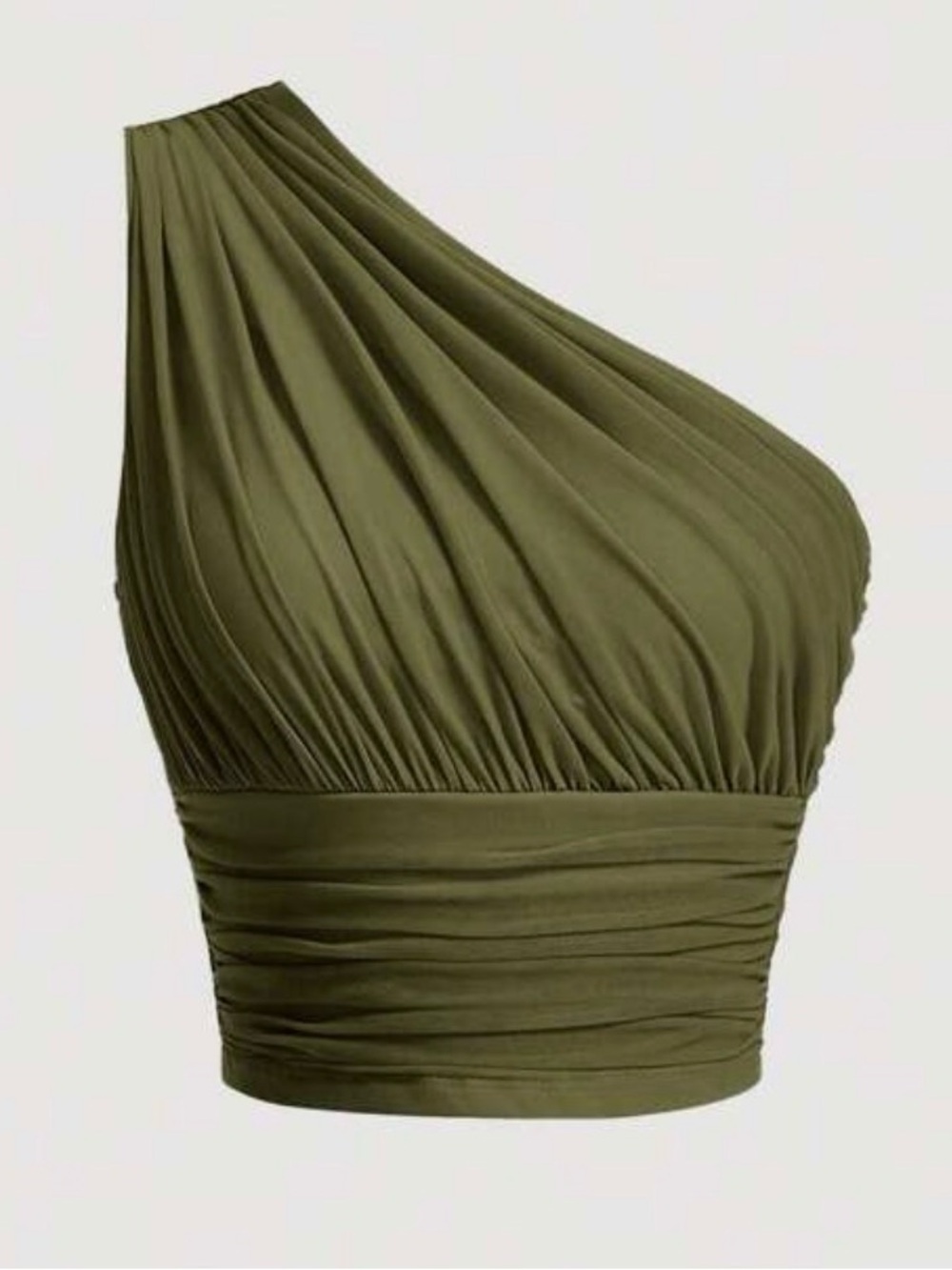 SHEIN MOD One Shoulder Ruched Top Army Green NWT